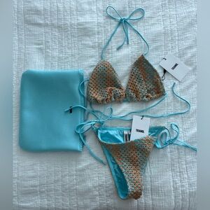 Triangl Swimwear Crochet Bikini in Blue and Orange